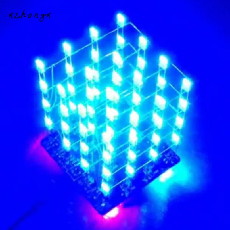 

XNWY 4X4X4 Blue LED Light Cube Kit 3D LED DIY Kit Electronic Suite for Arduino