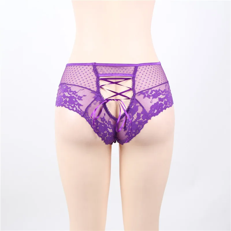 Comeonlover, сексуальные трусики, прозрачные, с вышивкой, на шнуровке, женские трусики, сетчатые, дышащие, женское нижнее белье, популярные женские трусики PE5152 - Цвет: Purple Underwear