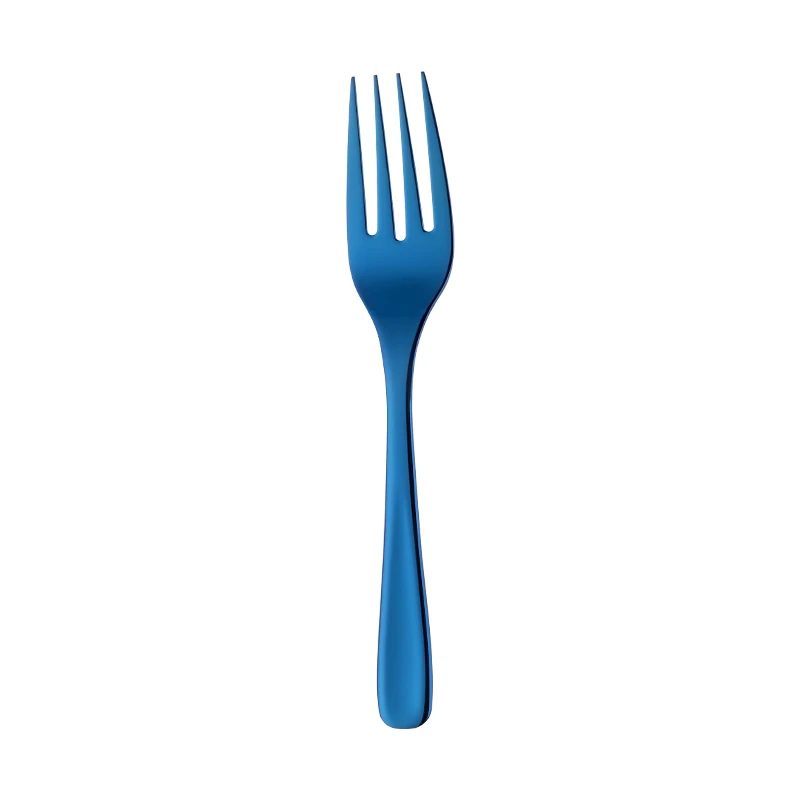 Красочные 18/8 нержавеющая сталь радуга столовые приборы большой размеры длинная ручка для сервировки салата ложка/вилы/дуршлаг салатницы Кухня Посуда - Цвет: 1 blue fork