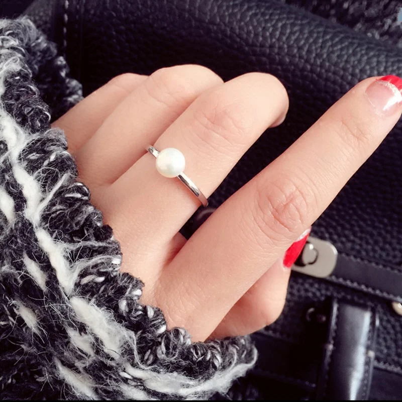 

2018 HOT Stylish simplicity S925 Sterling silver Really natural pearls Adjustable ring Fashion jewelry For Women