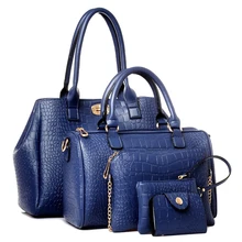 2017 hot sale women messenger bags female PU leather handbags purse 5 sets Crocodile women shoulder