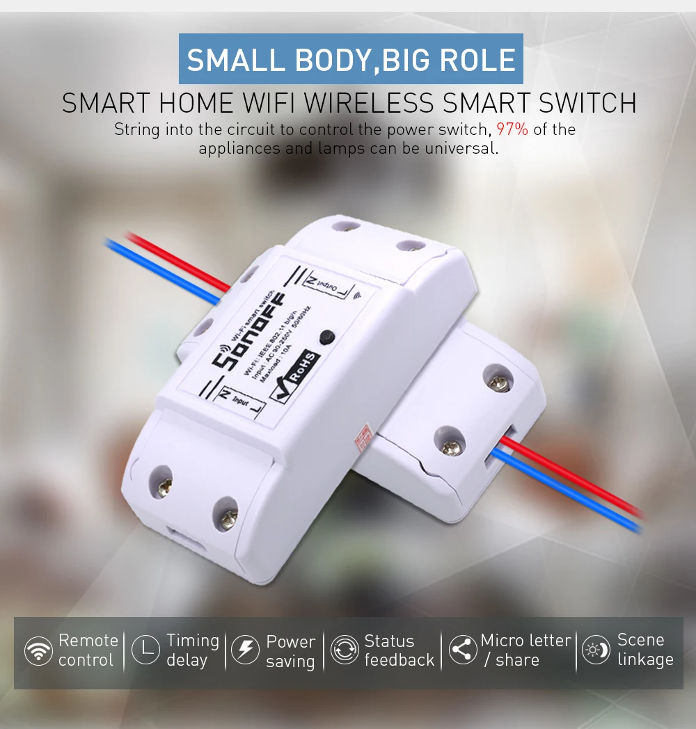 Sonoff Smart Wifi Switch Universal DIY Remote Wireless Smart Switch Domotica Wifi Light Switch Smart Home Works with Alexa (1)