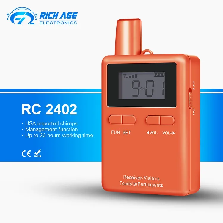 RichiTek гид система аудио для туристического агентства Mic 2 передатчика+ 50 приемников для Hajj и Umrah с микрофоном гарнитуры - Цвет: Orange