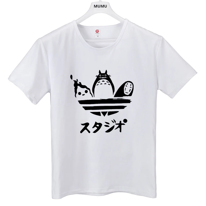 

fashion harajuku pop Mans Tees Spirited Away T Shirt No Face Faceless man tshirt Cartoon Totoro women Short Sleeve Cotton T-shir