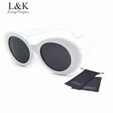 Long Keeper 2017 Fashion NIRVANA Kurt Cobain Sunglasses Women Men Oval Sun Glasses Hot Vintage Glasses UV400 Black White Eyeware