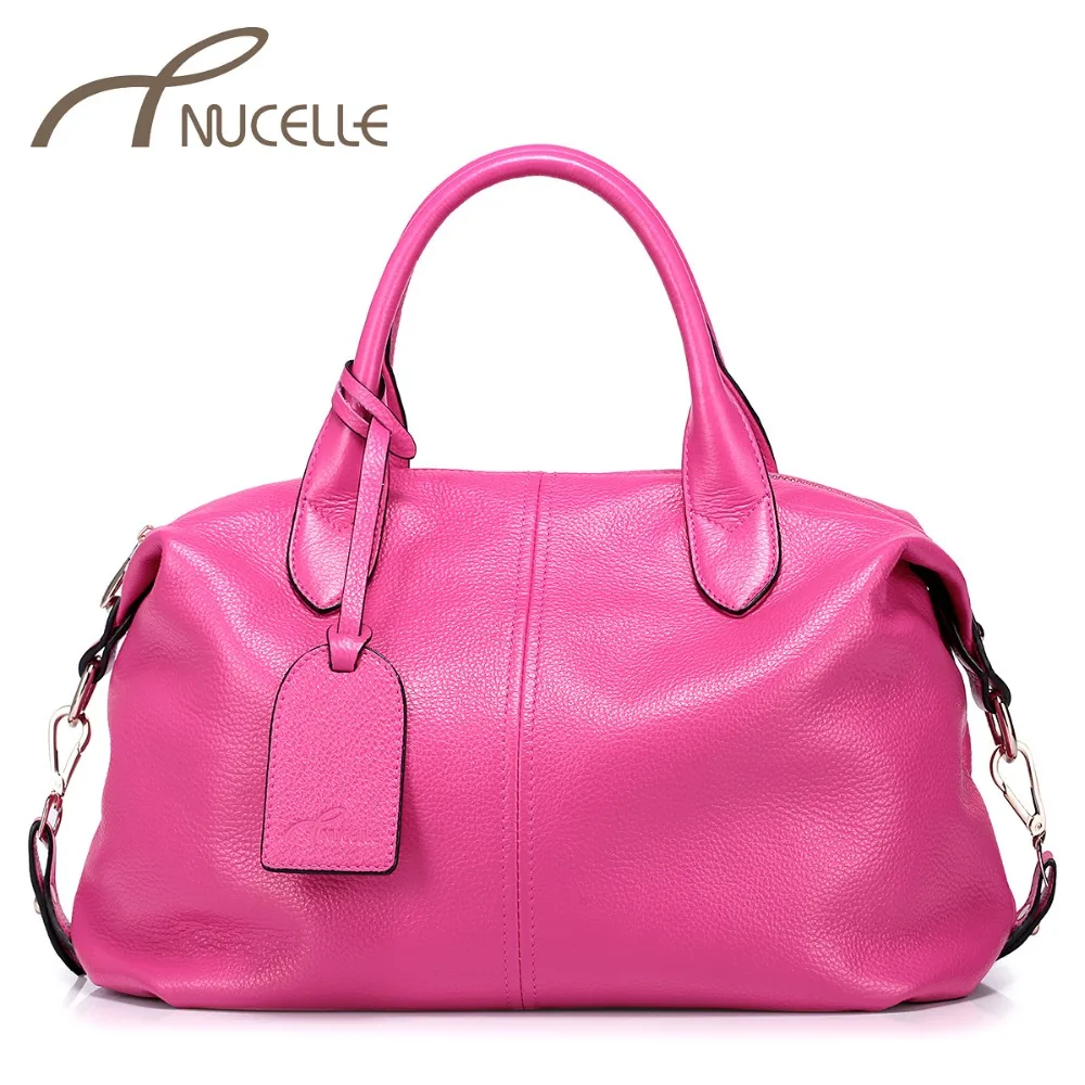 NUCELLE Women Genuine Leather Handbags Leisure Female Large Capacity Tote Bags Ladies Causal Cow Leather Shoulder Bags 1170556