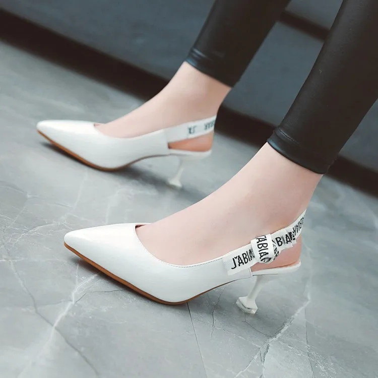 

Big Size 11 12 13 High heels sandals women shoes woman summer ladies Letter bow, pointed, shallow, slim-heeled sandals
