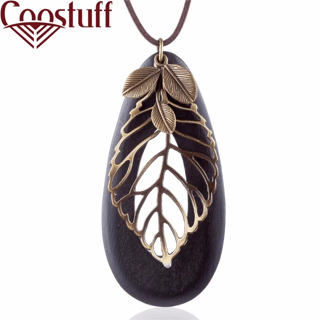 Винтажные лист женщина основа для кулонов и ожерелья, Длинные Цепочки и ожерелья деревянные