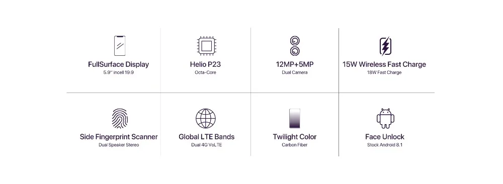 Umidigi One Pro, 4G ram, 64 ГБ rom, 5,9 дюймов, мобильный телефон Helio P23, четыре ядра, Android 8,1, 12 Мп+ 5 МП, двойная камера, Беспроводная зарядка, 4G, сотовый телефон
