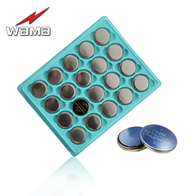 

20x Wama CR2450 Button Cell Coin Batteries Can Be welding Feet 3V Car Remote Control Volvo Car Battery Wholesales Drop Ship