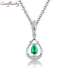 Loving Настоящее Твердое 18 к белое золото алмаз драгоценный камень натуральный колумбийский изумруд кулон ожерелье юбилей ювелирные изделия для женщин