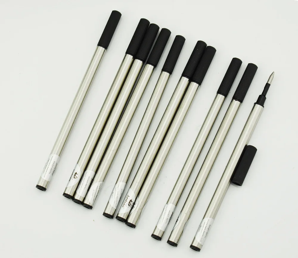 Jinhao 롤러 볼 펜용 Jinhao 롤러 볼 펜 잉크 리필 10개, 푸시 유형 0.5mm - 검정색