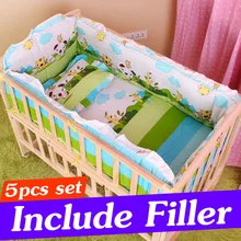 5 шт. хлопковый набор постельных принадлежностей для детской кроватки с бампером Комплект постельного белья для новорожденных Детская кроватка бампер с наполнителем 90x50 см CP01S