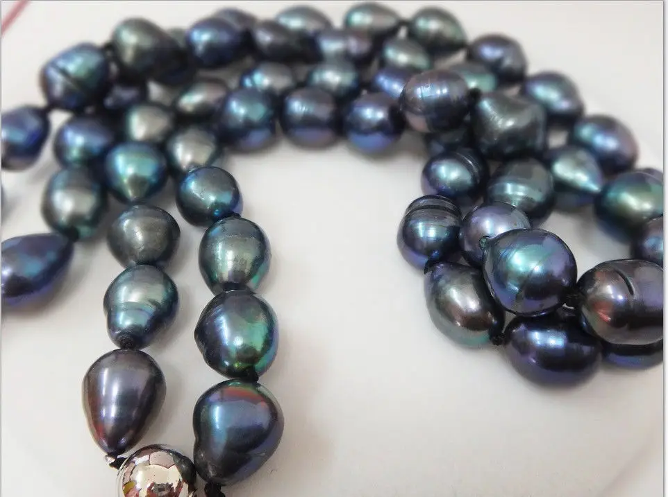 

Free Shipping >> LONG 33"11-13MM NATURAL TAHITIAN GENUINE BLACK IRREGULAR PEARL BEADS NECKLACE