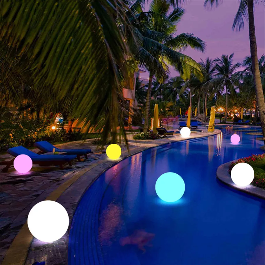 Luz com Controle Thrisdar Piscina Festa Bola Remoto Rgb Submersível Luz Subaquática Lâmpada Ip68 Banheiro Lagoa Spa 7 Luzes e Iluminação