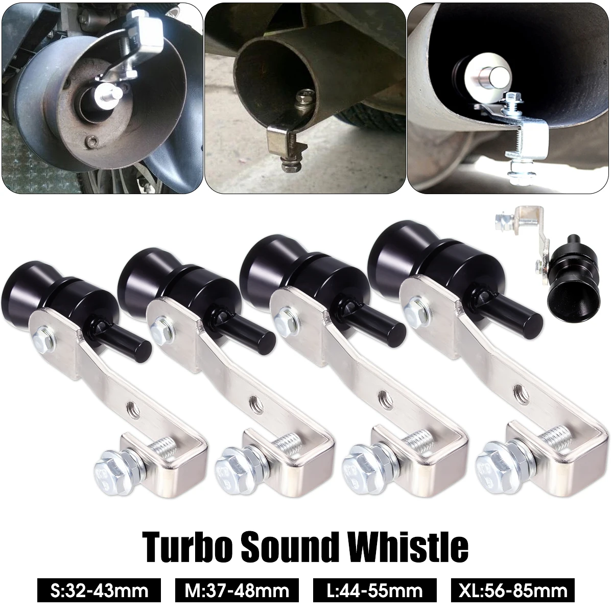 Black Universal Car Motorcycle Turbo Sound Muffler Whistle Exhaust Pipe