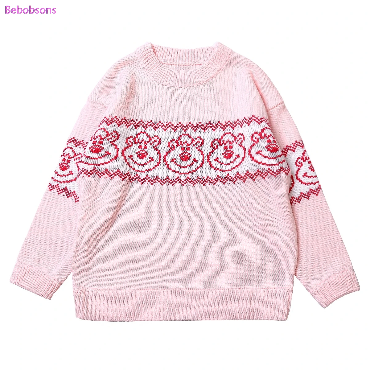 

Korean Autumn Women Kawaii Sweater O Neck Cute Rabbit Jacquard Pink Blue Pullover Tops 2017 New Female Loose Winter Knitted Top