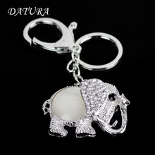 2colors Fashion rhinestone cut elephant pendant quality chic Car key chain ring holder Jewelry for women.