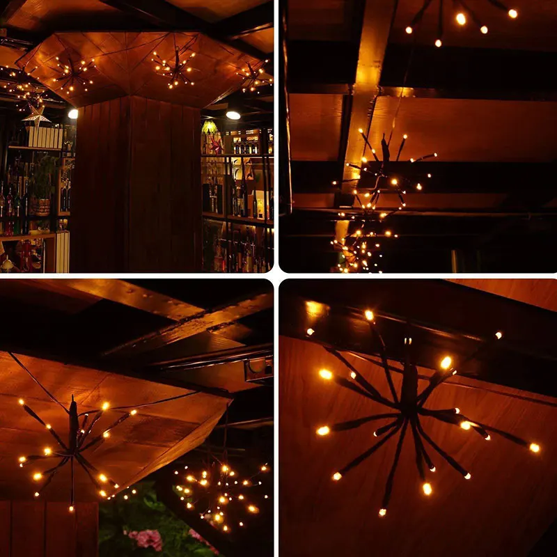 2 M 100LED colgante Starburst Hada cadena luz AC110V/220 V DIY fuegos artificiales Navidad explosión Star Party Garland Luces decoración