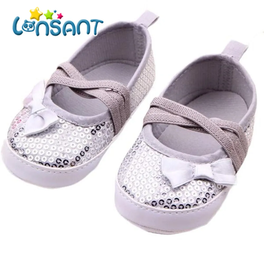 LONSANT/Летняя обувь с блестками для малышей, обувь с бантом для новорожденных девочек, Нескользящие кроссовки для малышей, одна пара обуви