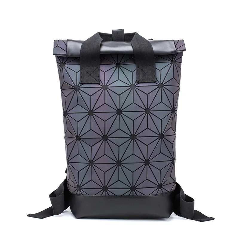 Новые рюкзаки женские светящиеся рюкзаки для ноутбука голографические мужские дорожные фосфоресцирующие рюкзаки Геометрическая школьная сумка для девочек-подростков - Цвет: Luminous