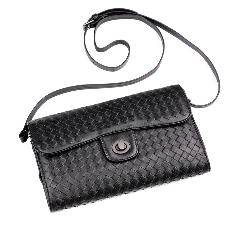 

Fashion Knitted Designer Handmade Genuine Leather Women Evening Purse Lady Clutch Sheepskin Female Single Crossbody Shoulder Bag