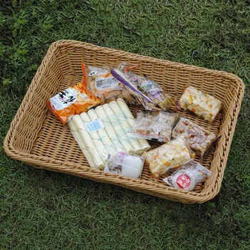 

Home Plastic Desktop Storage Basket Imitation Rattan Office Debris Storage Basket Cosmetics Remote Control Makeup Tool Organizer