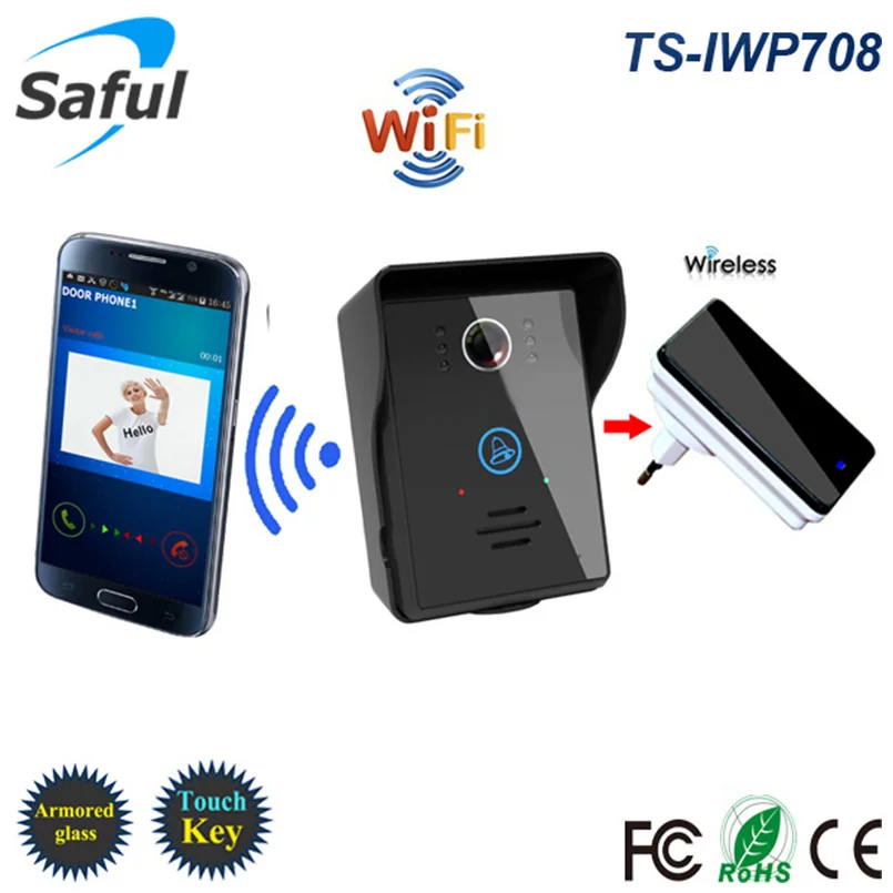 

Wireless wifi video door phone intercom camera Video Intercom touch key motion detection alarm Android APP with night vision