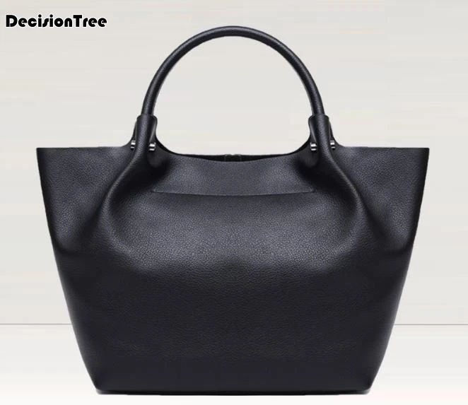 

Genuine Leather Scrub Tote Bag Rivet Zipper Fashion Female Messenger Bag Vintage Simple Lady Shoulder Bag Hot Girl Handbag C078