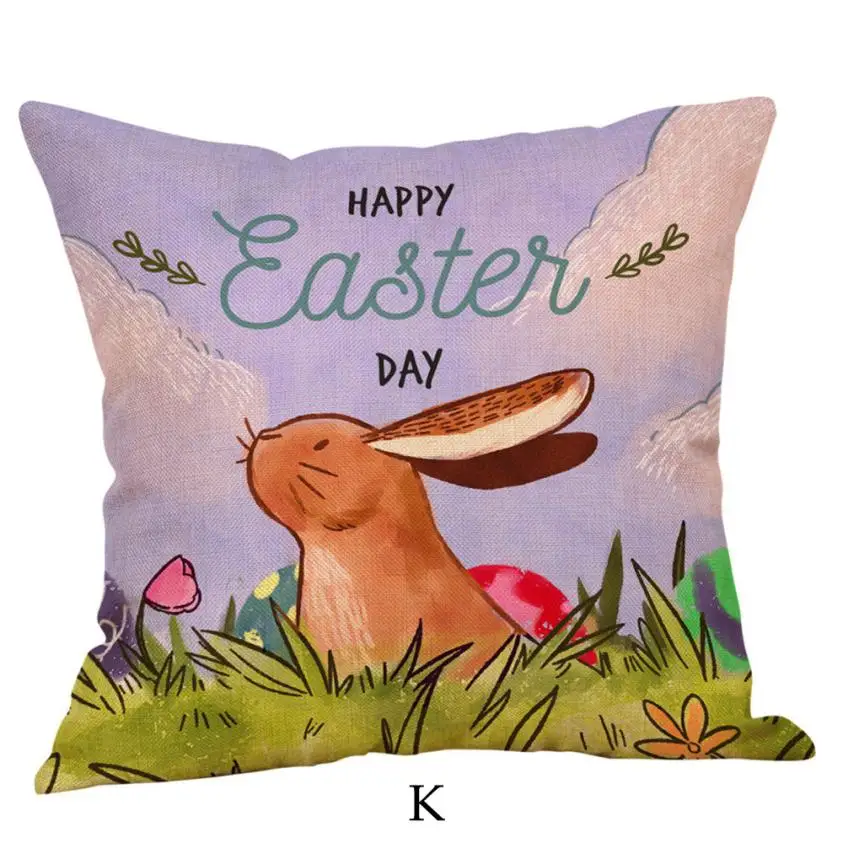 2018 New Pillow Case 45*45 Happy Easter Pillow Cases Linen Sofa Cushion Cover Home Decor Pillow