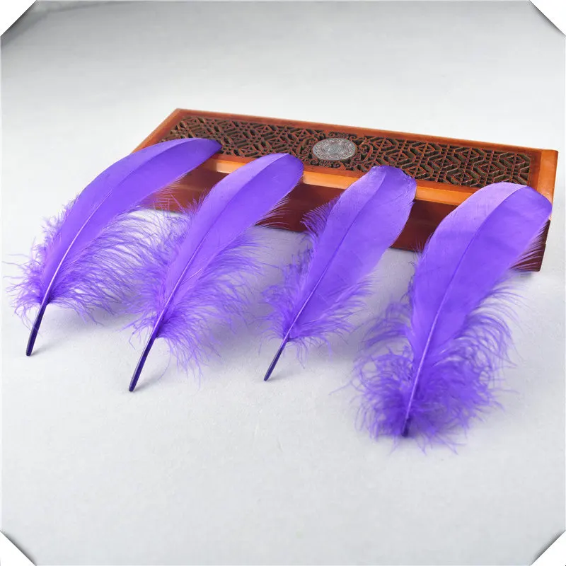 Высокое качество, натуральный цвет, окрашенные гусиные перья, 20 шт./лот, 13-18 см, 5-7 дюймов, сделай сам, ювелирные украшения, Шлейфы и перья для рукоделия - Цвет: Deep Purple