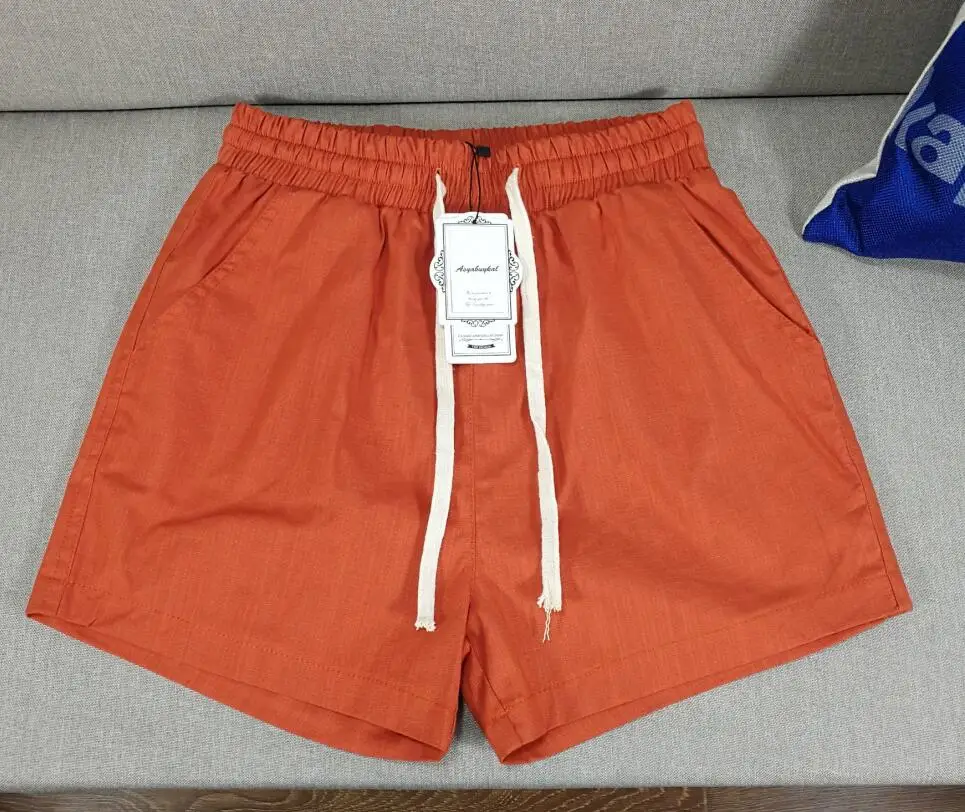 Новые летние свободные однотонные шорты на завязках для женщин размера плюс M-5XL 6XL 7XL повседневные шорты средней длины осенние женские удобные шорты черного цвета - Цвет: Оранжевый