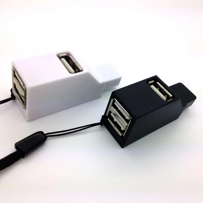 Случайный цвет Mini 3 порта USB 2.0 Поворот концентратора адаптер для настольных ПК ноутбуков Тетрадь расширения Бесплатная доставка