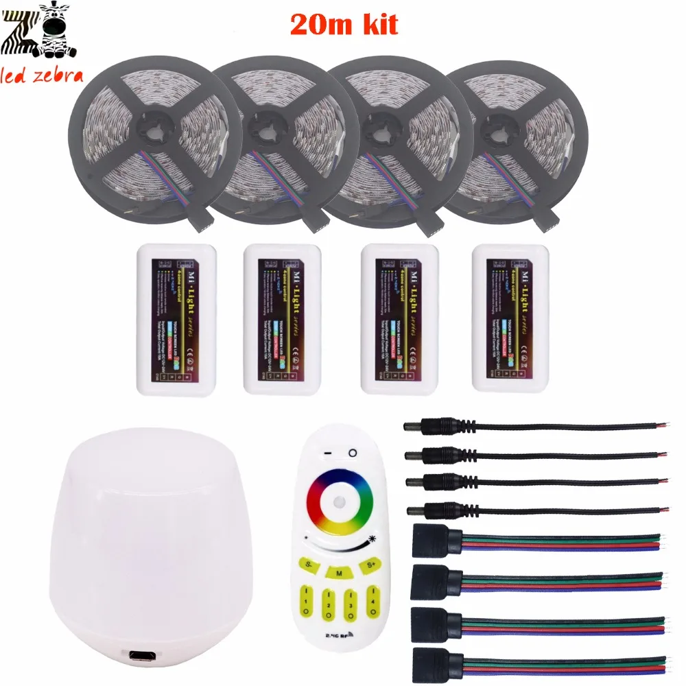 Выделите 5/10/15/20 М 5050 SMD rgb светодиодные полосы света dc12v + Mi. light 2 4 г led контроллер