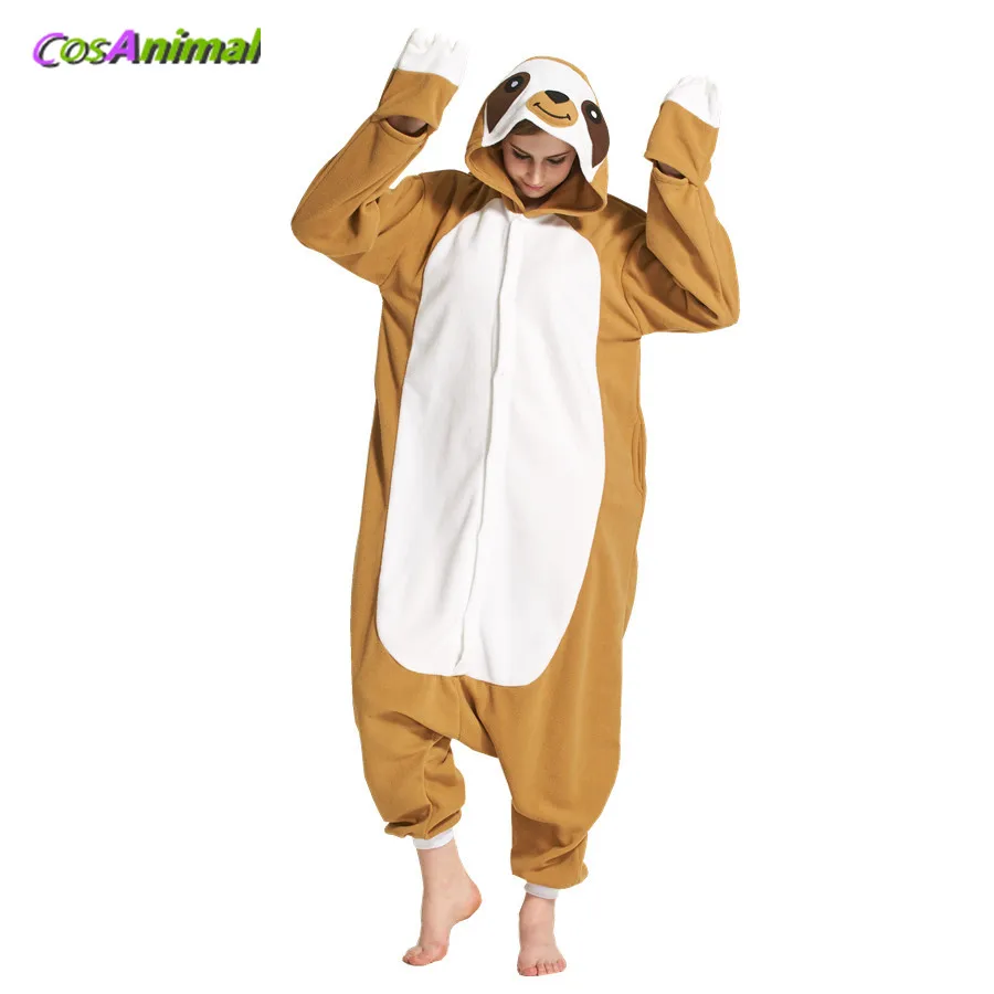 

CosAnimal Kigurumi Polar Fleece Cosplay Costume Sloth Animal Onesies Pajama For Adults Halloween Carnival Party Clothing