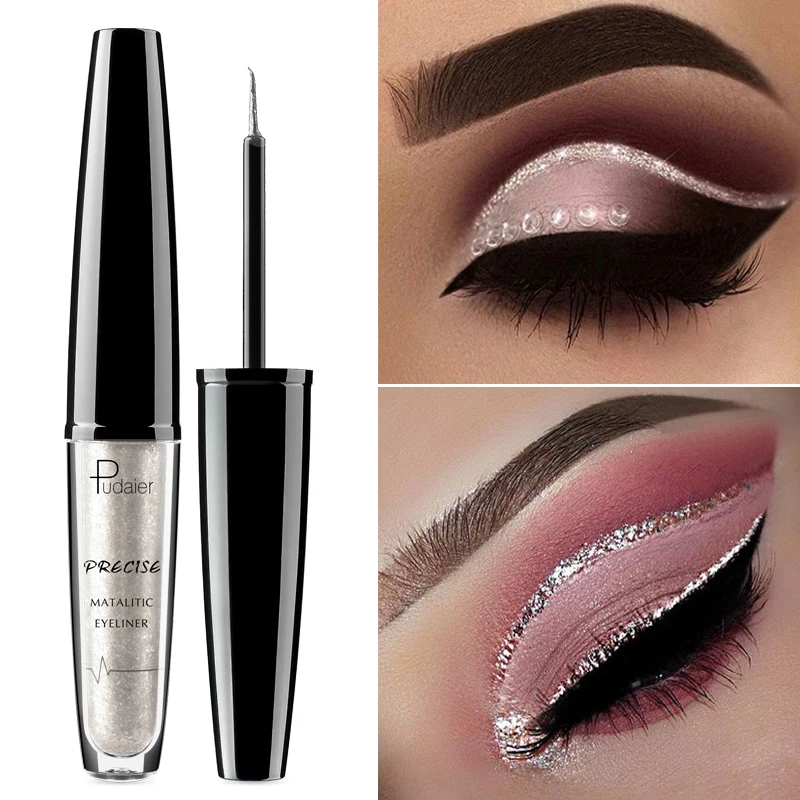 Pudaier Eyes Makeup Glitter Eyeliner for Eyeshadow Makeup Waterproof Metal Liquid Colored Eyeliner Shimmer White Silver Cosmetic Pudaier Eyes Makeup Glitter Eyeliner for Eyeshadow Makeup Waterproof Metal Liquid Colored Eyeliner Shimmer White Silver Cosmetic