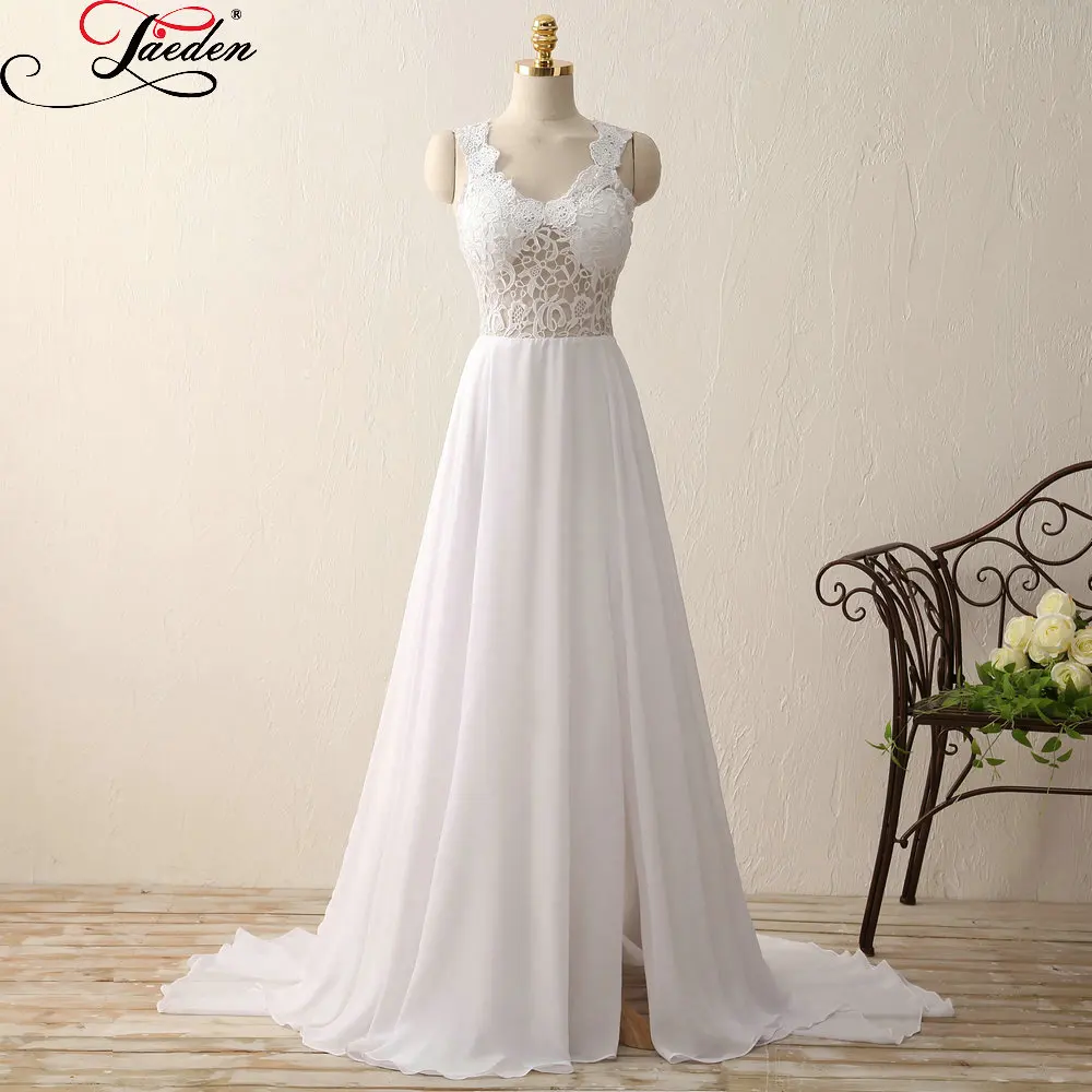 beach wedding dresses with slit