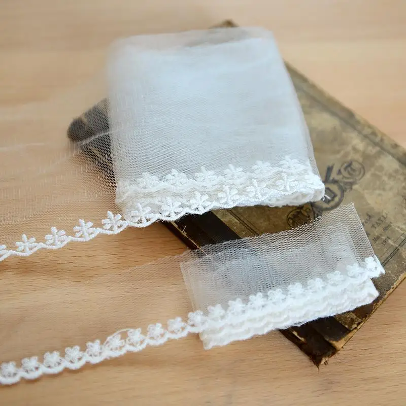 

Transparent white gauze mesh bottom embroidered lace DIY lace accessories