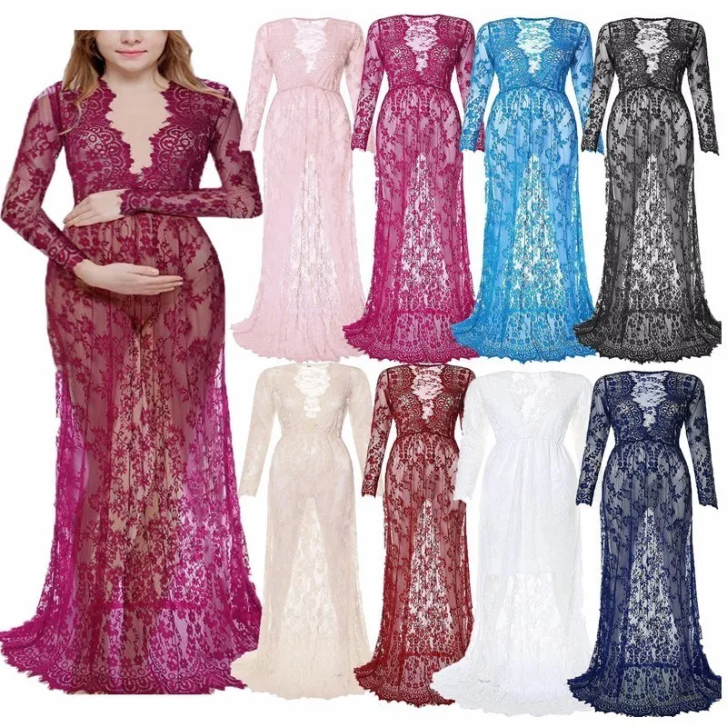 2018 для беременных новое платье для беременных Подставки для фотографий Для женщин Беременность одежда кружевное платье для беременных
