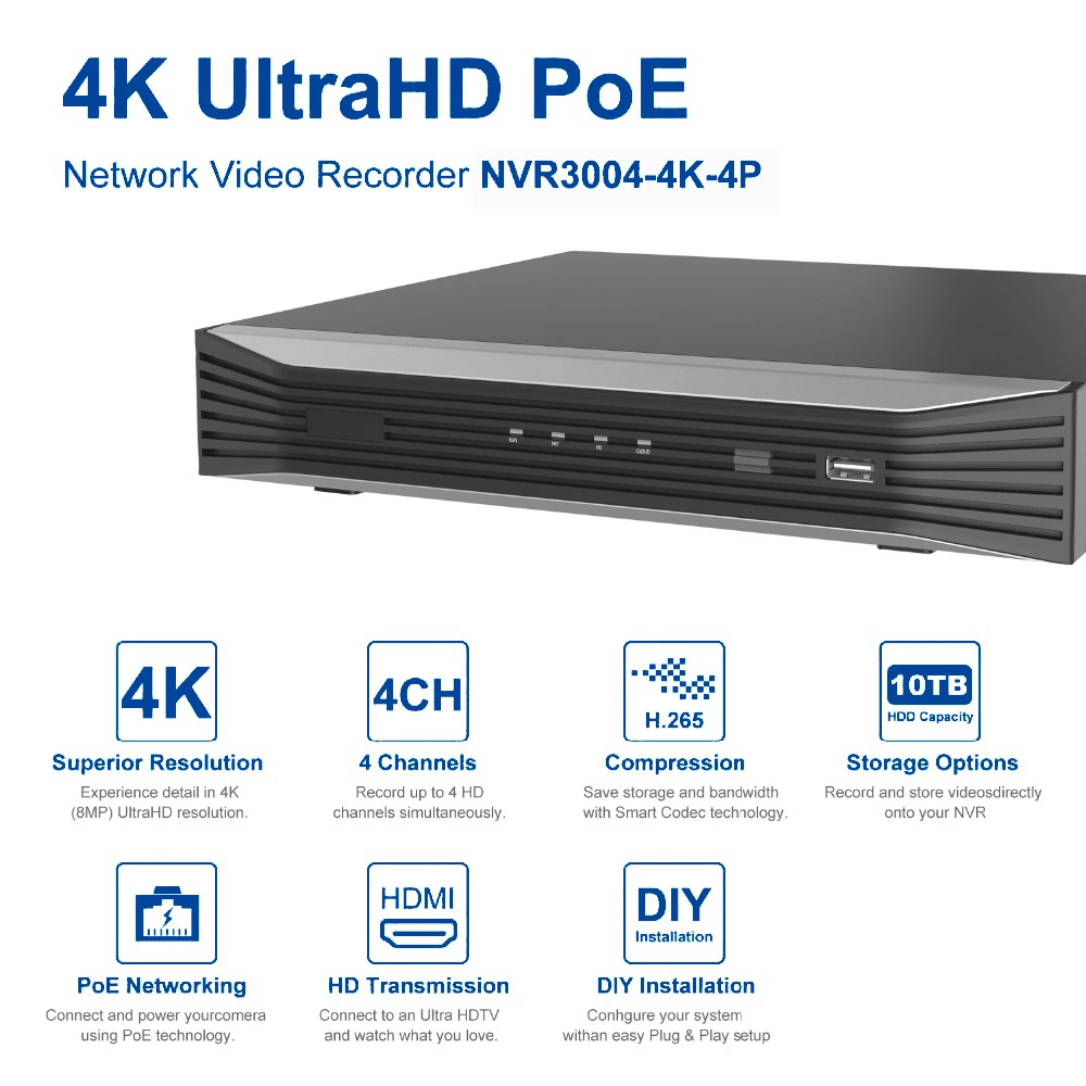 Anpviz 2019 Новинка 4K 4CH POE NVR комплект Plug & Play 4 канальная камера безопасности Система шт