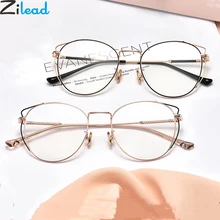 Zilead Anti Blue Light Cat Eyes Glasses Frame Metal Round Optical Spectacl For Women&Men Computer Eyeglasses Eyewear