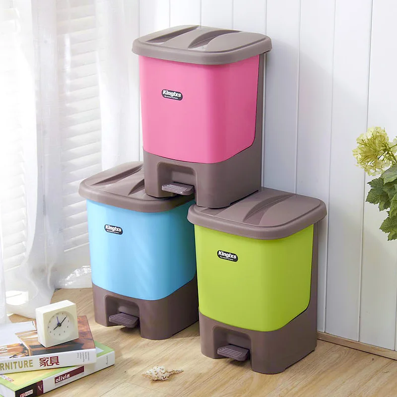 

Fashion trash bucket household pedal garbage bucket plastic sanitary bucket garbage container kitchen/pedaling style/Flip top