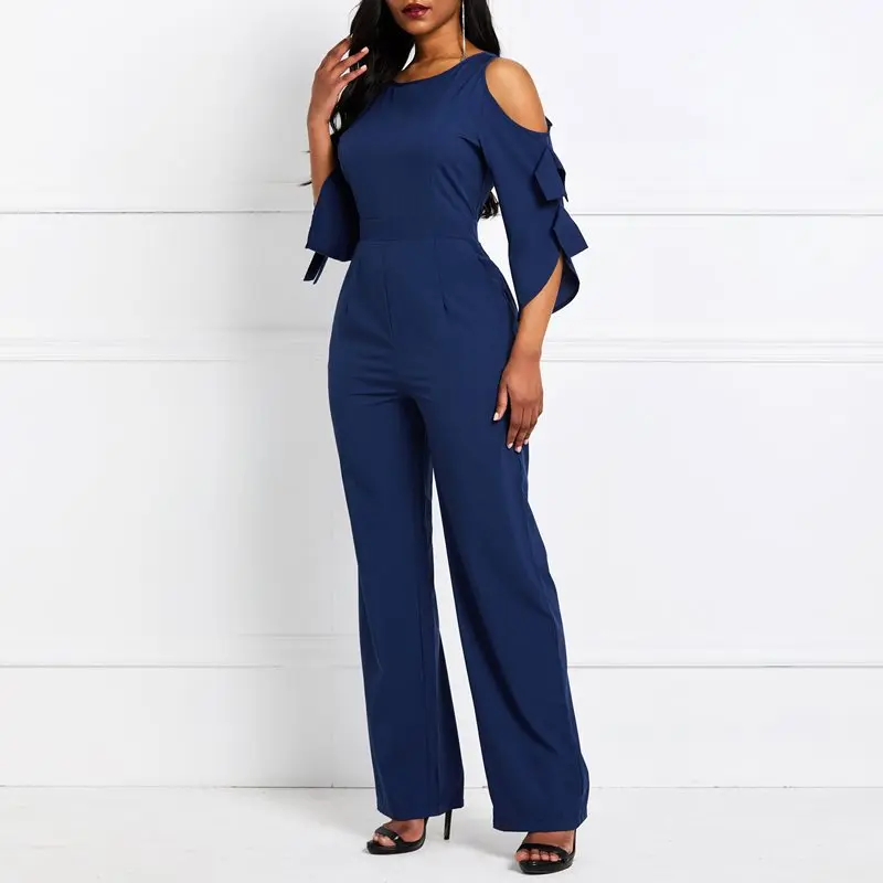 Office Jumpsuit Women Sexy Off Shoulder Blue Elegant Wide Leg Pants African Fashion Long Jumpsuits Riffle Pocket Summer Overalls Office Jumpsuit Women Sexy Off Shoulder Blue Elegant Wide Leg Pants African Fashion Long Jumpsuits Riffle Pocket Summer Overalls