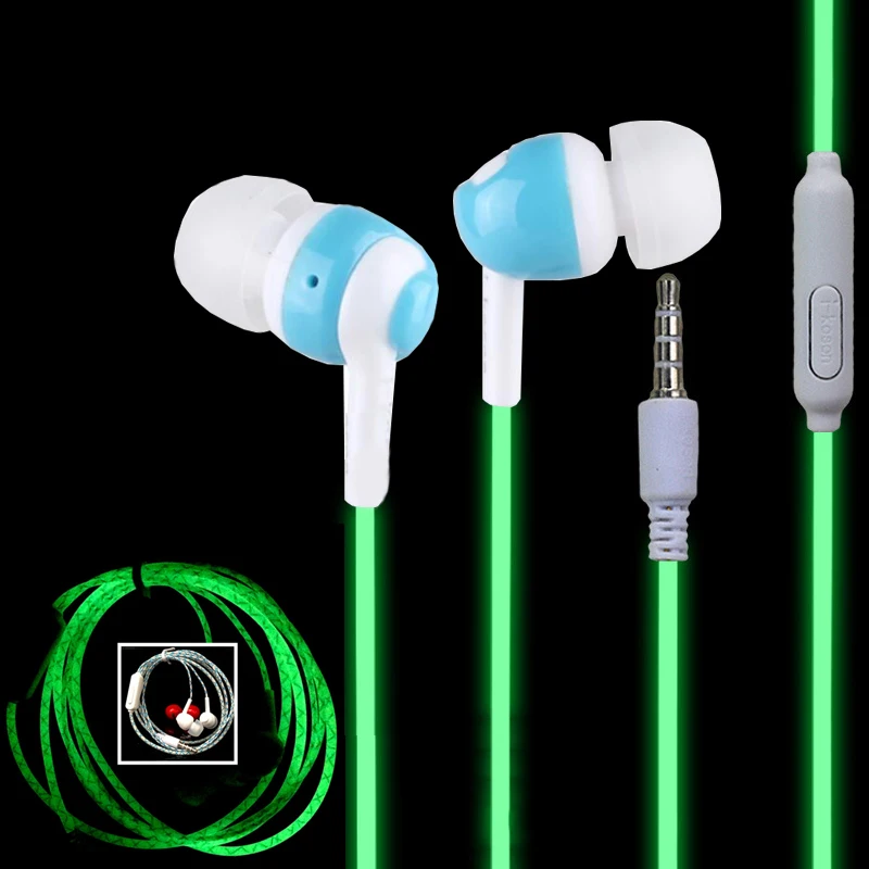 Горячая Glow In The Dark Наушники-Вкладыши Прохладный Световой Неон Уха Наушники С