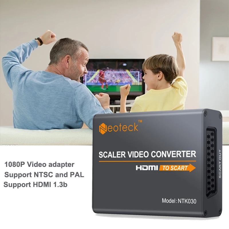 Neoteck Alloy HDMI to SCART Converter 1080P Support NTSC and PAL TV Formats Video Audio Upscaler fo