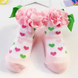 Милые носочки для девочки жаккардовые детские колготки Симпатичные принцесса лук Детские носки осень-зима Утепленная одежда Прямая