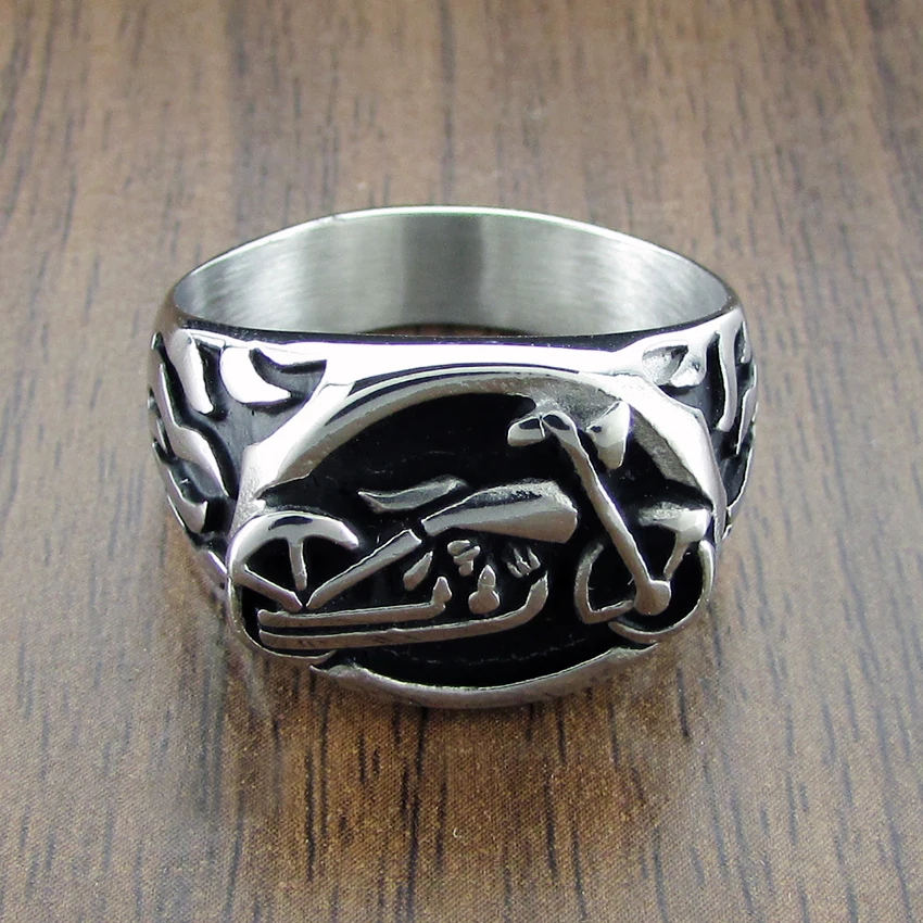 Punk Motor Biker Flame Ring 316L Stainless Steel Motorcycle Ring in