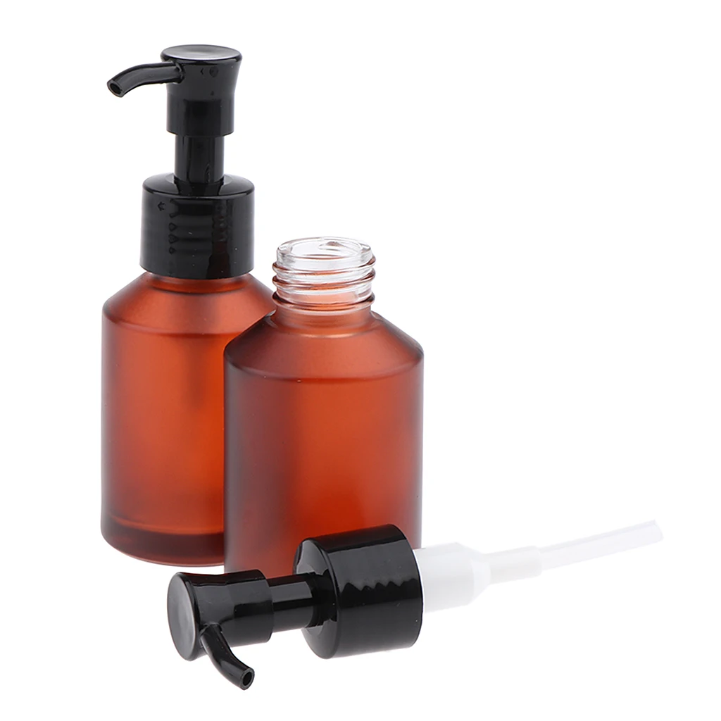 2pcs Empty Lotion Bottle Refillable,Leak Proof,Nontoxic Safety Pump Dispenser Shading Cosmetic Spray Bottle Amber