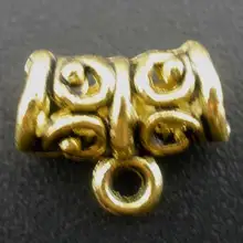 Цинковый металлический сплав Bails бусины трубки золотой тон шаблон 11 мм(3/") х 5 мм(2/8"), 9 шт