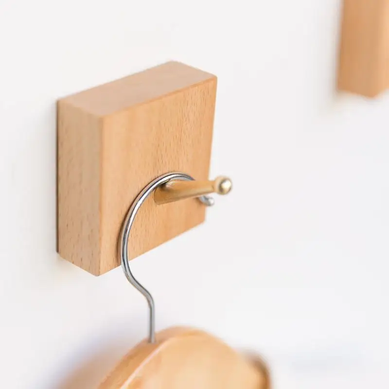Creative wood coat hooks decorative wall hook minimalist modern bedroom hallway wall mount decorative wall hanging hooks